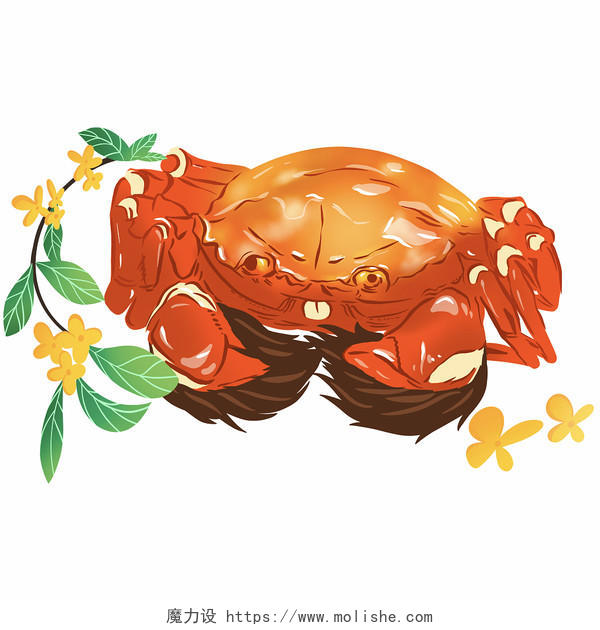 大闸蟹中秋中秋节美食创意元素原创素材手绘中秋节大闸蟹